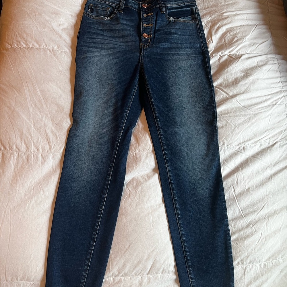 KanCan Blue Skinny Jeans with Contrast Stitching
